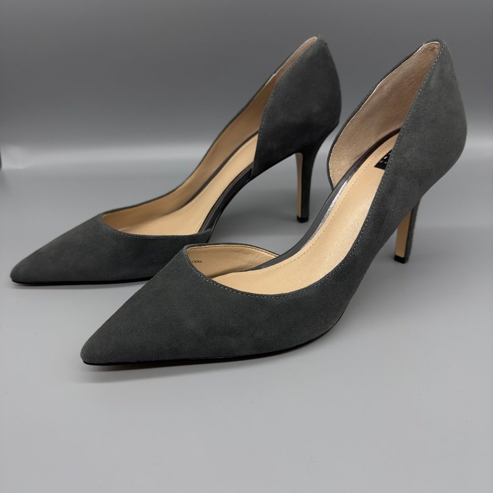 White House Black Market suede grey heels